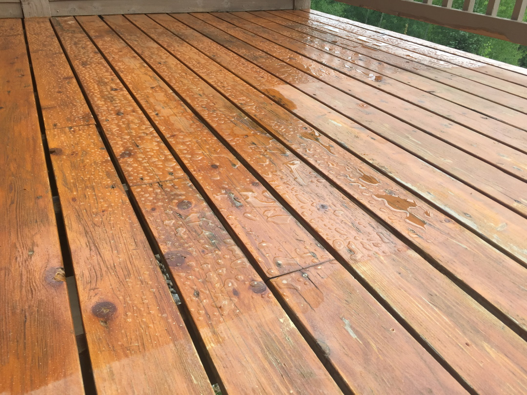 Deck Restoration in Progress  After Rainfall